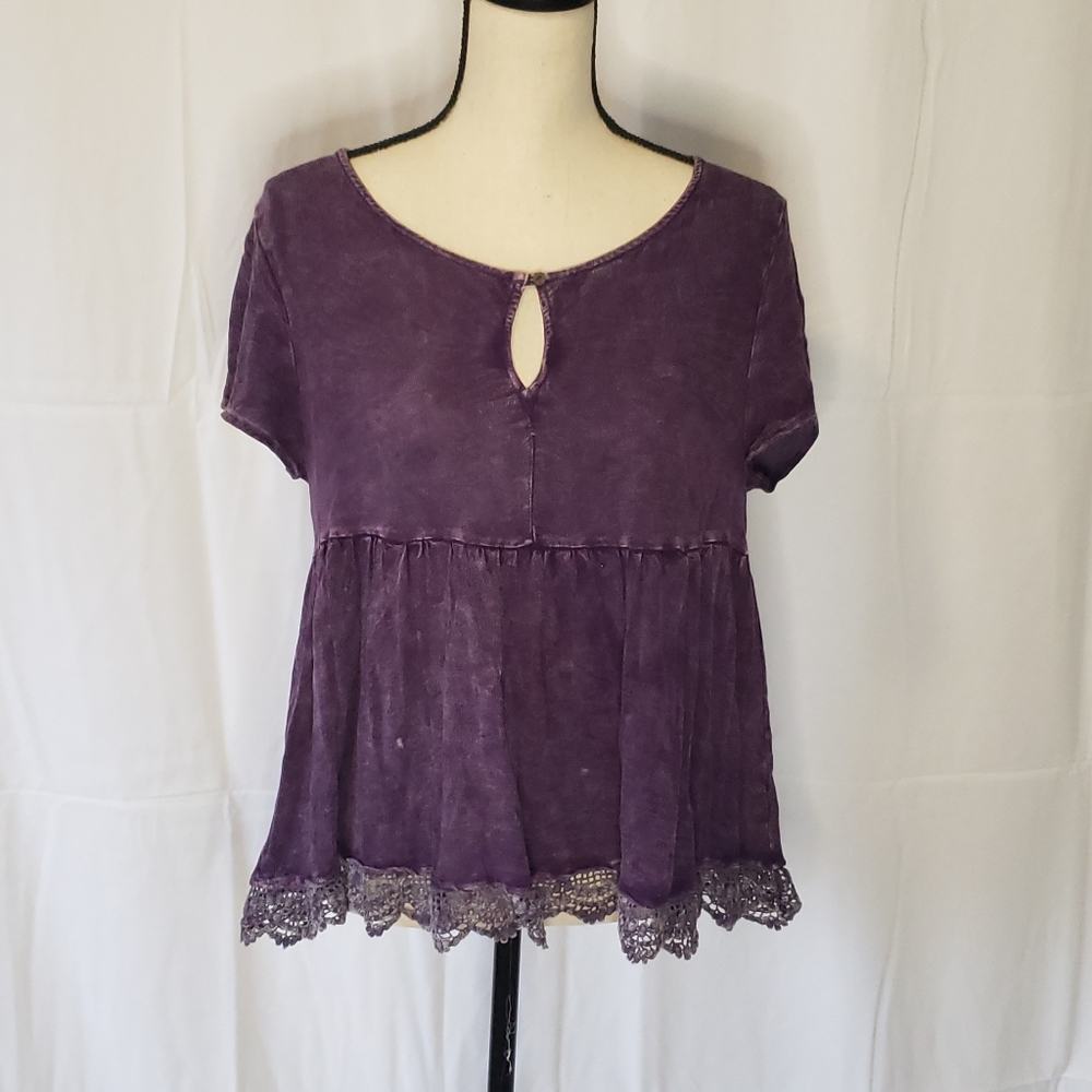 Purple Flow Altar'd State Short Sleeved flowy top - Size Medium